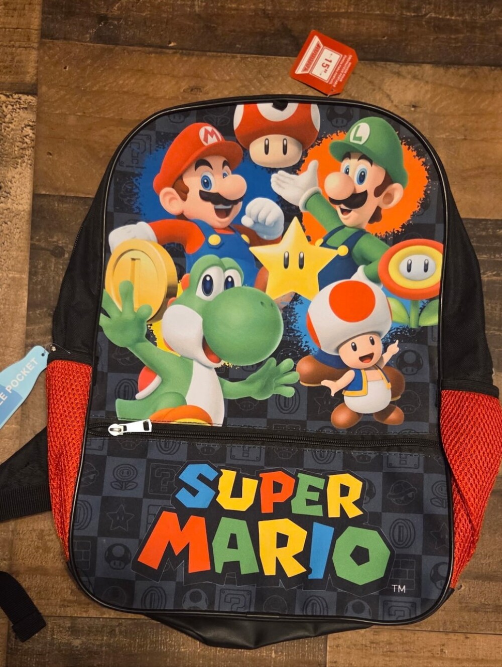 New Nintendo Super Mario Kids Standard School Sized Backpack - Black & Red NWT